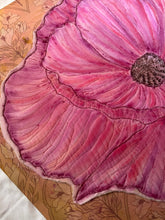 Load image into Gallery viewer, Quilted Sewn Style Magenta Poppy Flower Original Mixed Media Painting