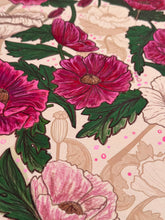 Load image into Gallery viewer, Pink Poppy Flowers on Soft Linen Fabric Original Mixed Media Painting