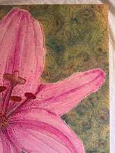 Load image into Gallery viewer, Quilted Sewn Style Pink Lily Original Mixed Media Painting