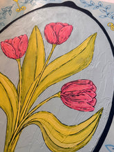 Load image into Gallery viewer, Spring Pink Tulip Garden Lovers Original Mixed Media Painting