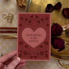 Load image into Gallery viewer, Sending You Love Stamp Style Greeting Card