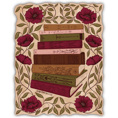 TBR Stack of Books Nostalgic Vintage Style Vinyl Matte Sticker