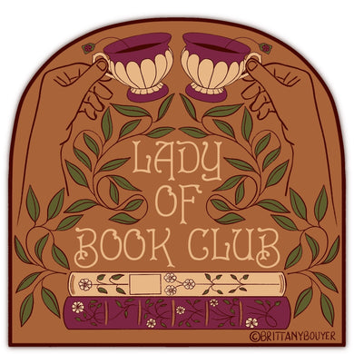 Lady of Book Club Tea TIme Nostalgic Vintage Style Vinyl Matte Sticker
