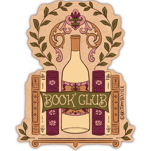 Book Club Wine Nostalgic Vintage Style Vinyl Matte Sticker