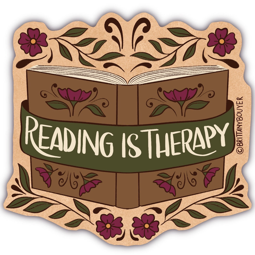 Reading Is Therapy Nostalgic Vintage Style Vinyl Matte Sticker
