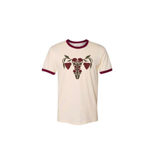 Load image into Gallery viewer, PRE-ORDER NEW 2025 Uterus Anatomy Screen Printed Ivory with Maroon Ringer Tee