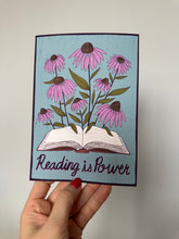 Load image into Gallery viewer, Reading is Power with Wildflowers in Book Mini Giclée Art Print