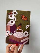 Load image into Gallery viewer, Vintage Book Stack with Butterflies Mini Giclée Art Print