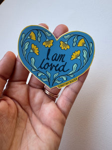 Art Deco-style affirmation sticker reading ‘I Am Loved’ in elegant retro typography, ideal for self-love and mental wellness reminders.
