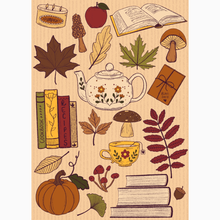 Load image into Gallery viewer, Fall Vibe Cozy Book Lover Reading Accessories Mini Giclée Art Print