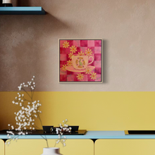 Load image into Gallery viewer, Vibrant Pink Tea Cup with Bunny Afternoon Tea Original Mixed Media Painting