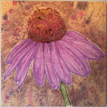 Load image into Gallery viewer, Quilted Sewn Style Purple Coneflower Original Mixed Media Painting