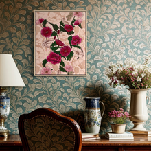 Load image into Gallery viewer, Pink Poppy Flowers on Soft Linen Fabric Original Mixed Media Painting