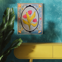 Load image into Gallery viewer, Spring Pink Tulip Garden Lovers Original Mixed Media Painting