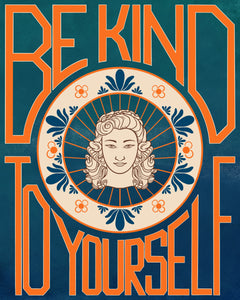 Art Nouveau Be Kind To Yourself Teal Ombré Art Print Poster