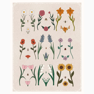 Floral torso chart blending wildflowers and feminine anatomy—vintage-inspired giclée print celebrating body diversity and nature’s beauty