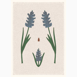 Mini feminist art print of a torso blooming with hyacinths—symbolic of renewal, love, and feminine resilience