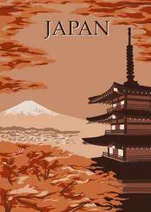 Vintage Inspired Travel Poster Japan Art Print