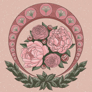 Special Release: Art Nouveau Pink Peonies w/ Halo Art Print