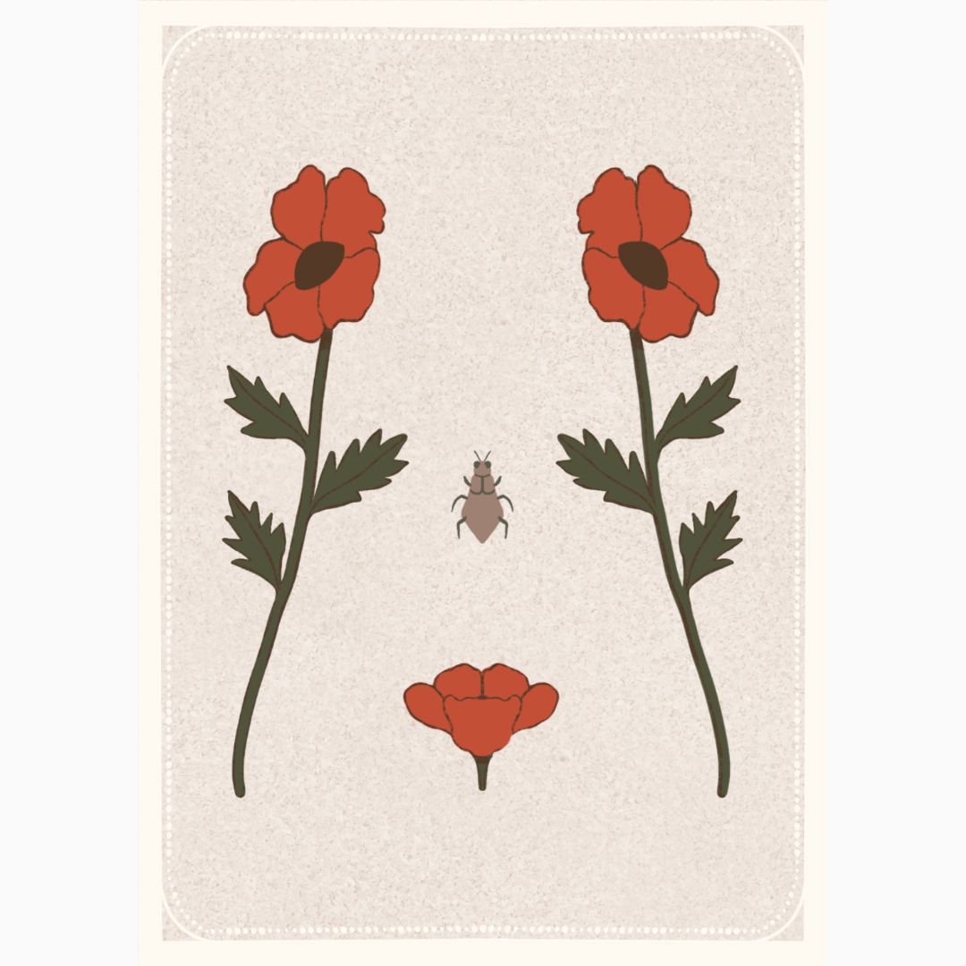Bodies are Beautiful Collection: Women's Torso with Poppies Mini Giclée Art Print
