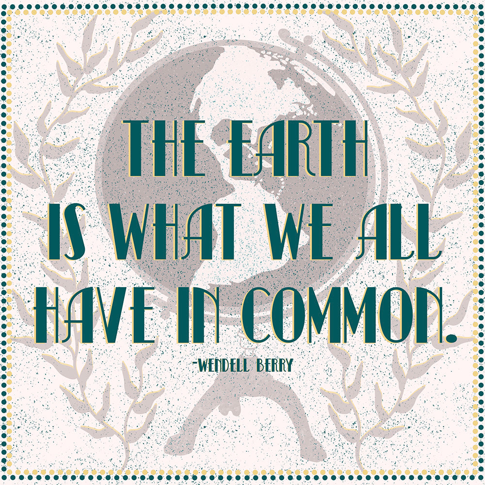 Positive Earth Quote with Vintage Globe Art Deco Art Print