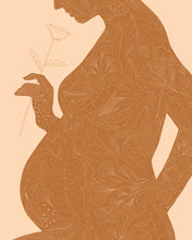 Load image into Gallery viewer, Botanical Baby Pregnancy Announcement Silhouette Giclée Art Print