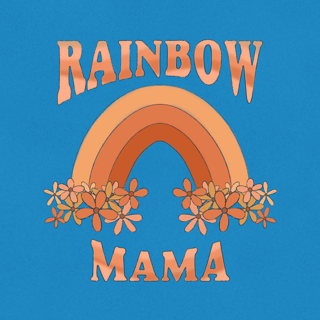Whimsical giclée print honoring rainbow babies—features a joyful ‘Rainbow Mama’ message with bright, heartfelt illustration. IVF infertility