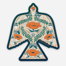 Load image into Gallery viewer, Peaceful dove vinyl matte sticker carrying poppies—symbolizing hope, healing, and remembrance in a vintage folk-art style.