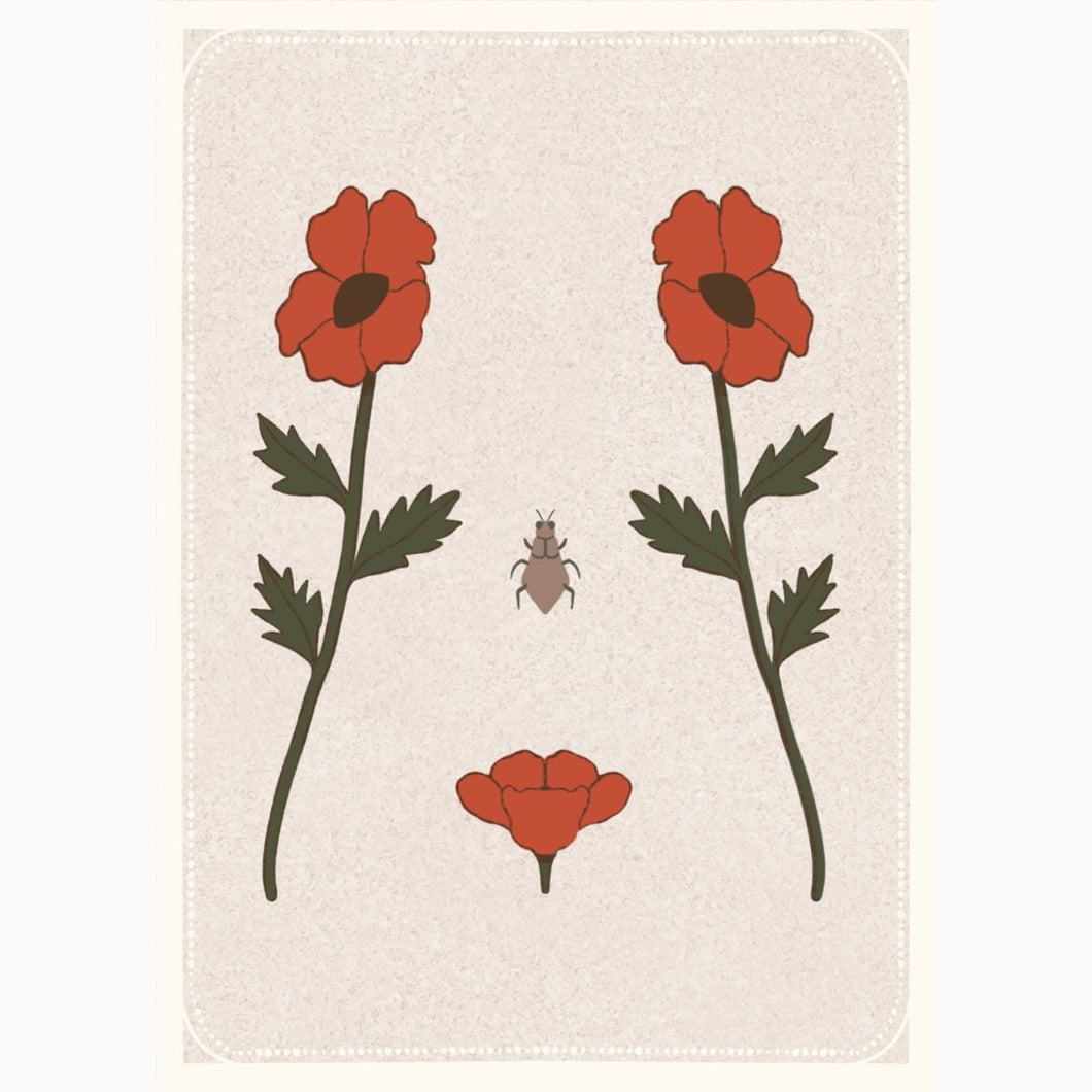 Bodies are Beautiful Collection: Women's Torso with Poppies Mini Giclée Art Print