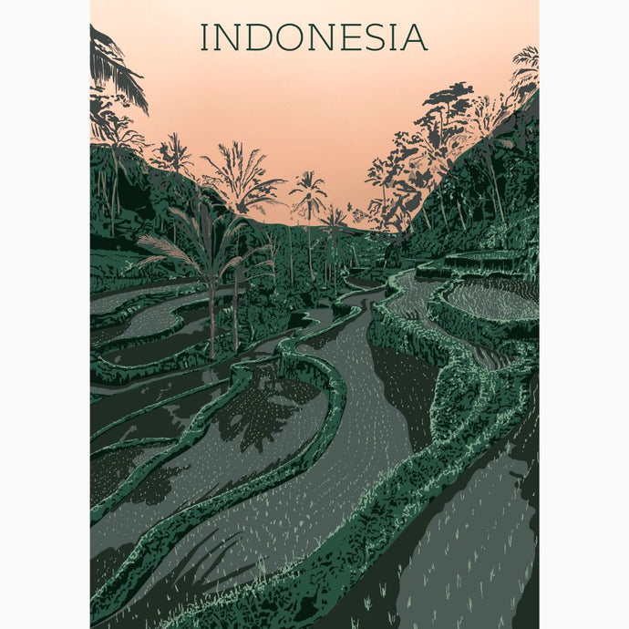 Vintage Inspired Travel Poster Indonesia Art Print