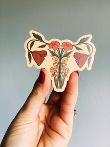 Orange Wildflower Uterus Body Anatomy Giclée Vinyl Matte Sticker