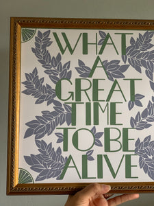 Positive Quote with Vintage Art Nouveau Leaves Art Print