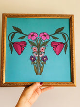 Load image into Gallery viewer, Blue Jewel Tone Wildflower Uterus Body Anatomy Giclée Art Print
