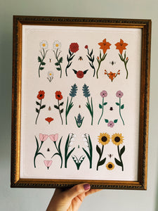 Bodies are Beautiful Collection: Wildflower Women's Body Anatomy Torso Chart Giclée Art Print