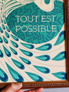 Art Nouveau Peacock Vintage Inspired Teal Art Print